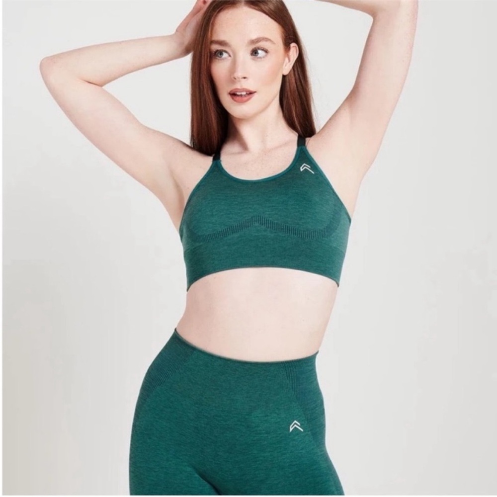 NEW ONER ACTIVE CLASSIC SEAMLESS SPORTS Mineral Green Bra XS Krissy Cela